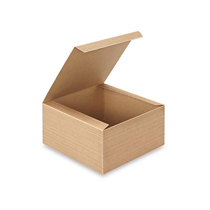 AwePackage 12 Count of Pinstripe Kraft Gift Box - 4x4x2 - Image 1